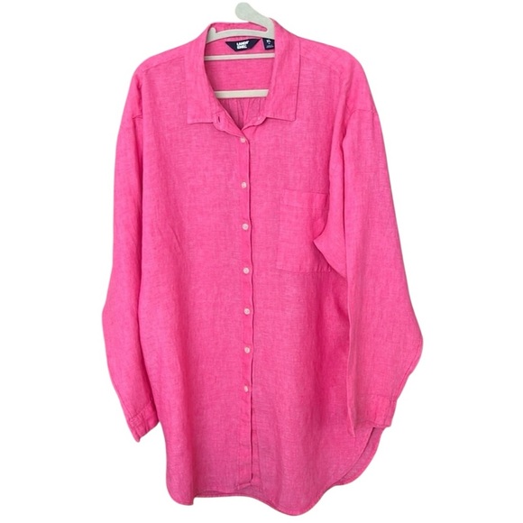 Lands' End Collared Heather Red Pink Blouse Tunic XL - Picture 1 of 3